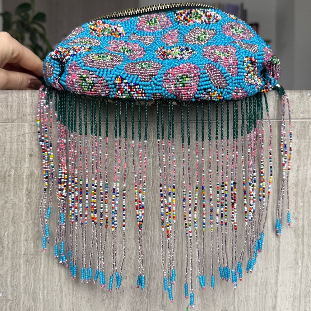 Amora Studio Hand Beaded Crossbody Bag with Fringe - Picture 4 of 8